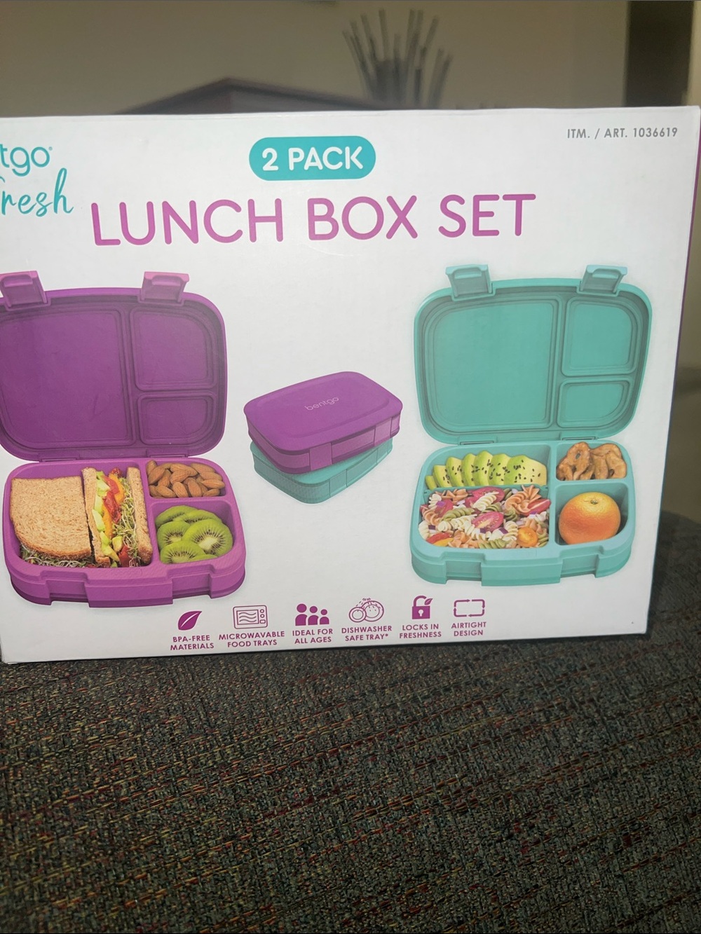 Bentgo 2-Pack Lunch Box Set -Purple & Teal NEW Great for school, work and travel